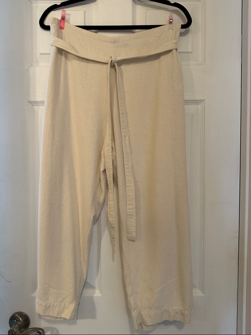 Levi's Wide Leg Cream Pants with Waist Tie